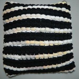 Pompom Dekokissen Bunt Schwarz & Weiß 14 "x 13" Rechteck Vintage
