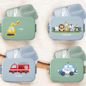 Boîte à lunch Mepal personnalisée avec motif excavatrice, boîte à lunch enfant personnalisée, Mepal, boîte à lunch maternelle, boîte à lunch avec nom,