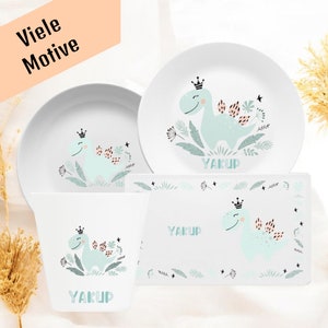 Personalized children&#39;s tableware with name and motif, children&#39;s tableware set, children&#39;s plate, children&#39;s cup, children&#39;s bowl, tableware set personalized