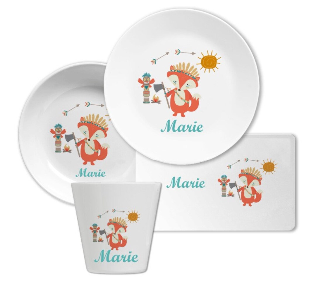 Personalized Children's Tableware With Name and Motif, Children's Tableware Set, Children's