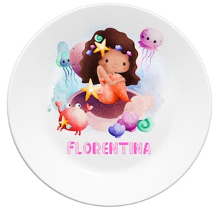 Children&#39;s plate with name, personalized children&#39;s gift, christening gift, gift children, first birthday, children&#39;s tableware set mermaids