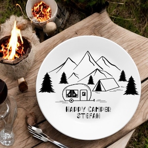 Gift set for campers, camping set caravan, camping dishes personalized, camping accessories, enamel mug camping, camping gift,