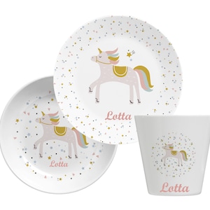 Children&#39;s tableware personalized with name and motif, children&#39;s tableware set, children&#39;s plate, children&#39;s bowl, christening gift, children&#39;s tableware set