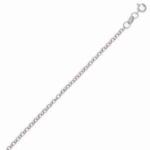 1.9mm Rolo Link Chain Necklace Real 14K White Gold