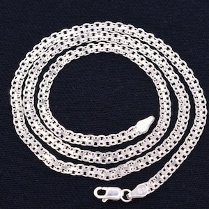 3.5mm Diamond Cut Bismark Bizmark Chain Necklace Real Sterling Silver 925 Italy