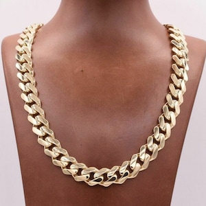 13mm Mens Miami Cuban Royal Link Chain Necklace Box Clasp Real 10K Yellow Gold