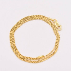 1mm Diamond Cut Rope Chain Necklace 14K Yellow Gold Clad Silver 925 ITALY