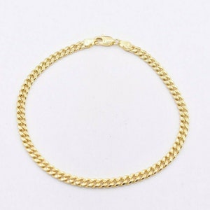 3.5mm Royal Miami Cuban Bracelet Lobster Lock Real 10K Yellow Gold 8&quot;