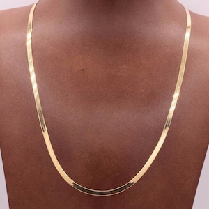High Polished Herringbone Necklace Chain 10K Solid Yellow Gold 3.0mm ALL SIZES