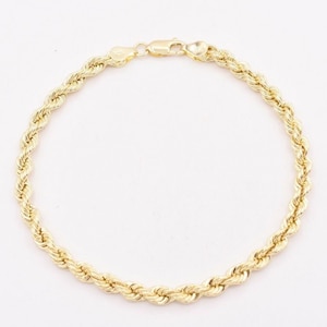 Mens 5mm Twisted Rope Bracelet REAL Genuine 10K Yellow Gold Hollow Great Gift!
