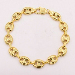 11 mm gepofte anker Mariner schakelarmband 14 kt geelgoud bekleed zilver 925