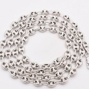 6mm Puffed Anchor Mariner Chain Necklace 14K White Gold Clad Silver 925