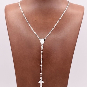 3mm Rosary Shiny Chain Necklace Real Sterling Silver 925 Italian ALL SIZES