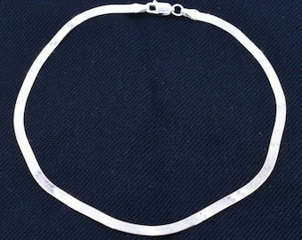 3.00mm Flexible Herringbone Anklet Real Real Sterling Silver 925 ITALY