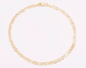 Solid Mariner Anchor Link Chain Bracelet Real 10K Yellow Gold ALL SIZES