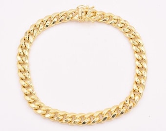 Bracciale da uomo Miami Cuban Link da 7,2 mm con chiusura a scatola in vero oro giallo 10K da 8,5"
