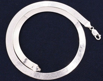 7mm Flexible Herringbone Chain Necklace Real Solid Sterling Silver 925 Italy