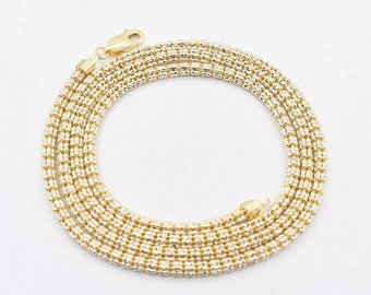 3.5mm Diamond Cut Ice Link Two Tone Chain Real 10K Yellow White Gold