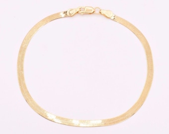 3,00 mm hoge Poolse visgraatarmband echt massief 14 kt geelgoud 7"