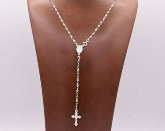 3mm Rosary Diamond Cut Chain Necklace Real Sterling Silver 925 Italian ALL SIZES