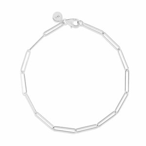 Paperclip Link Bracelet Real 14K White Gold 7&quot;