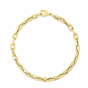 Corto Link Paperclip Bracelet Real 14K Yellow Gold 7.5"