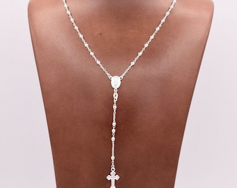 3mm Rosary Shiny Chain Necklace Real Sterling Silver 925 Italian ALL SIZES