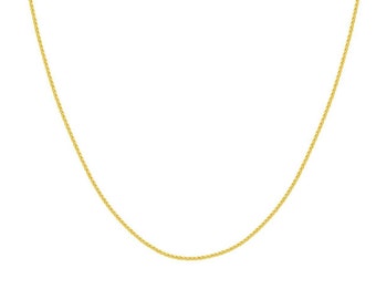 1.05mm Round Wheat Chain Necklace Real 10K Yellow Gold