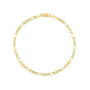 2.85mm Figaro Chain Necklace Bracelet Real 10K Yellow Gold Hollow