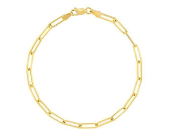 3.85mm Paperclip Chain Necklace Real 14K Yellow Gold