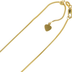 0.5mm Solid Adjustable Franco Chain Necklace REAL 14K Yellow Gold Up To 22&quot;