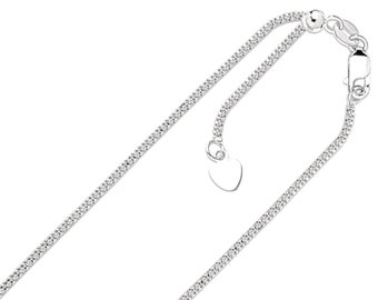 1.3mm Solid Adjustable Popcorn Chain Necklace REAL 14K White Gold Up To 22" 2.7g