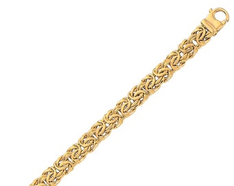7.0mm All Shiny Classic Byzantine Bracelet Lobster Lock Real 10K Yellow Gold