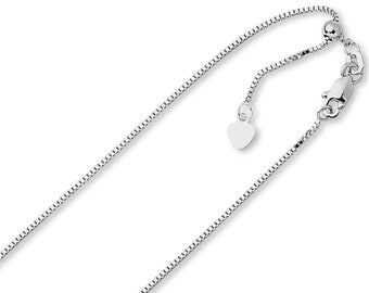 0.80mm Solid Adjustable Box Chain Necklace REAL Sterling Silver Up To 30" 3.8gr