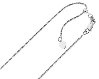 1.0mm Adjustable Wheat Spiga Chain Necklace REAL Sterling Silver Up To 22"