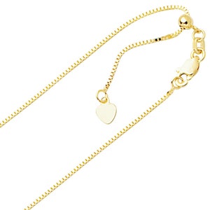 0.85mm Solid Adjustable Box Chain Necklace REAL 10K Yellow Gold Up To 22&quot; 3grm