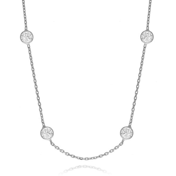 Bezet Lunette Set CZ par cour Chaîne de câble Collier Sterling Argent 925 18 » 20 »