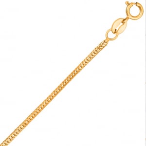 Collar de cadena trenzada de trigo y cola de zorro de 1,0 mm en oro amarillo auténtico de 14 quilates