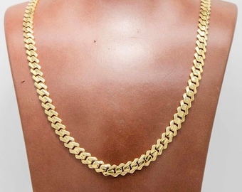Edge Miami Cuban Link Monaco Chain Necklace CZ Lock Real 10K