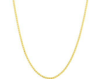 Adjustable 0.96mm Box Chain Real 14K Yellow Gold Up to 22"