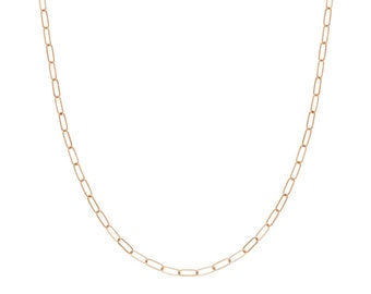 Thin Elongated Oval Link 14K Solid Gold 