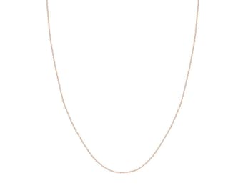Collar de cadena tipo cable con corte de diamante de 1,05 mm en oro rosa macizo auténtico de 14 quilates