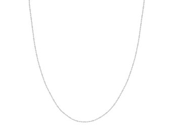 Collar de cadena trenzada brillante de Singapur de 1,15 mm en oro blanco real de 14 quilates