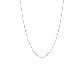 0.55mm Solid Adjustable Box Chain Necklace REAL 14K White Gold Up to 18"