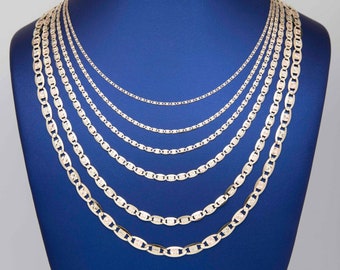 Textured Valentino Link Chain Necklace Real 10K Tri-Color Gold All Sizes
