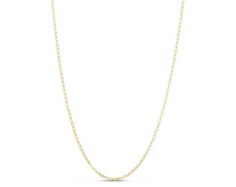2.3mm Rolo Link Chain Necklace Real 14K Yellow Gold
