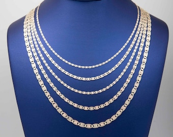 Diamond Cut Valentino Link Chain Necklace Real 10K Tri-Color Gold All Sizes