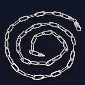 5.4mm Paperclip Chain Necklace 14K White Gold Clad Silver 925 20&quot;