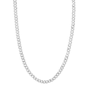 Collar de cadena cubana Miami maciza de 6,7 mm en oro blanco real de 14 quilates