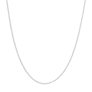 0.80mm Diamond Cut Cable Chain Necklace Real Solid 14K All White Gold
